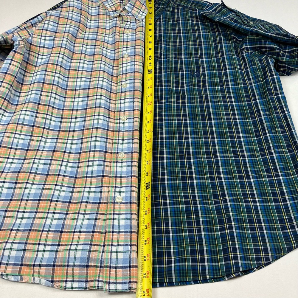 Chaps 2pc lot bundle Mens Plaid Button-Down Shirts- Blue/Green & Pastel Multi XL - Picture 4 of 8